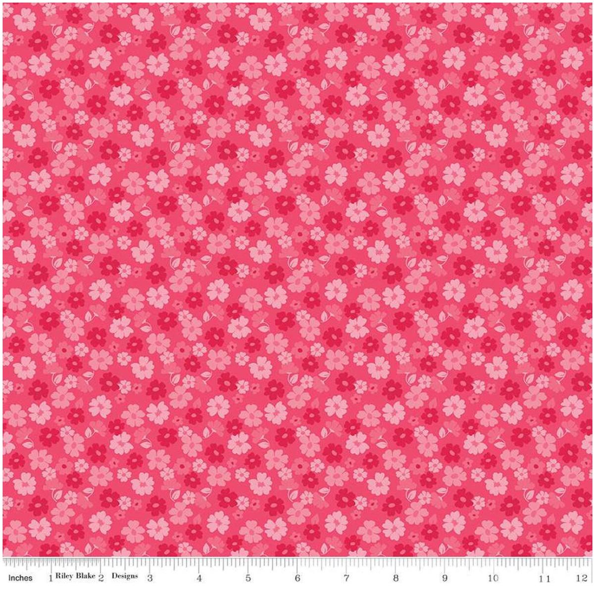 Zinnias-Tossed Flowers-Hot Pink
