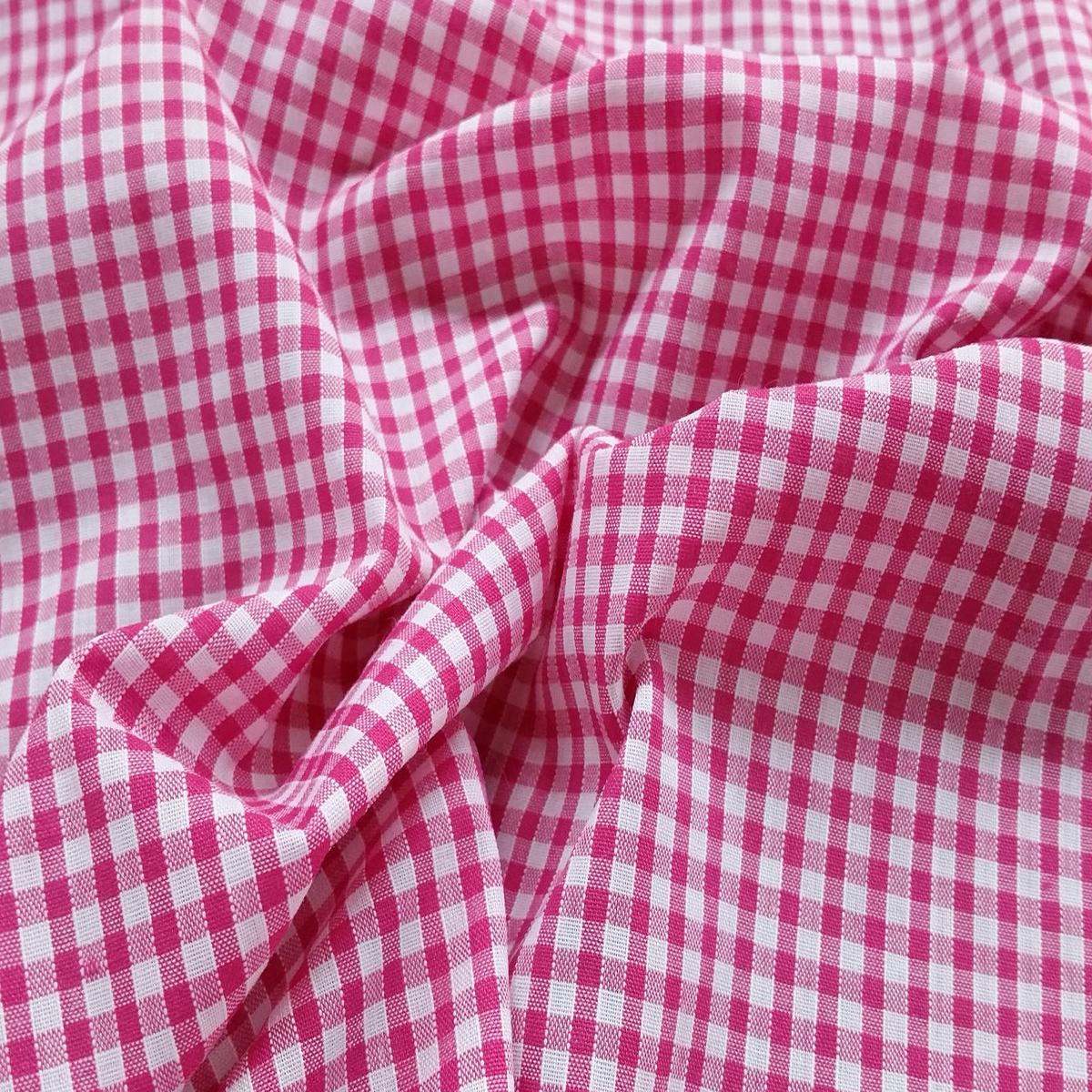 1 Metre Gingham 1/8" Check Polycotton Fabric x 112cm - Cerise
