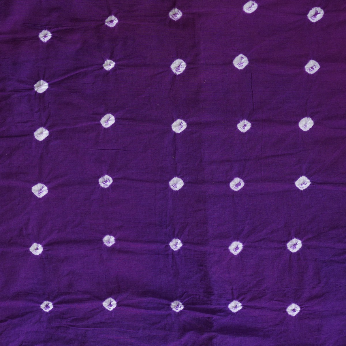 ( Precut 2.44 Meter ) Pure Cotton Bandani Dark Purple With White Tie And Dye Fabric