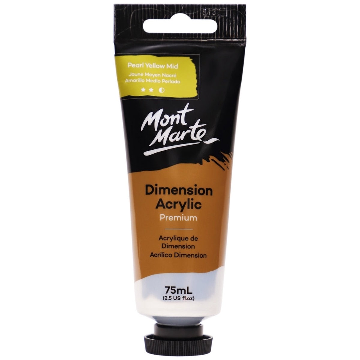 xx Mont Marte Dimension Acrylic Paint 75ml Tube - Pearl Yellow Mid