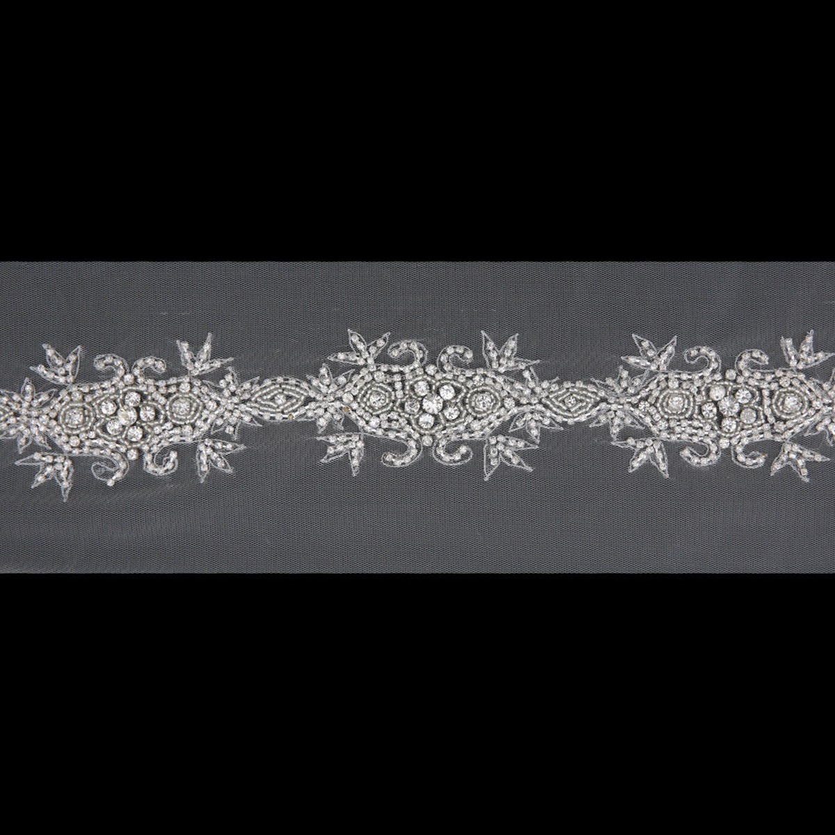 2.5" Crystal Silver Fancy Beaded Rhinestone Trim