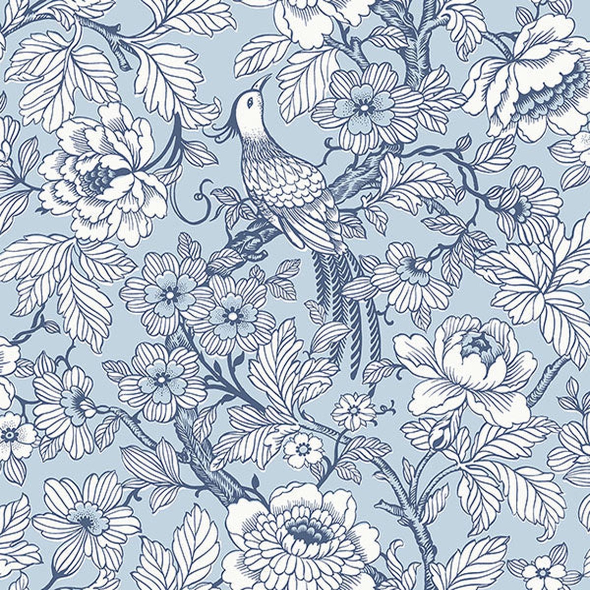 2927-80402 Beaufort Light Blue Peony Chinoiserie Wallpaper
