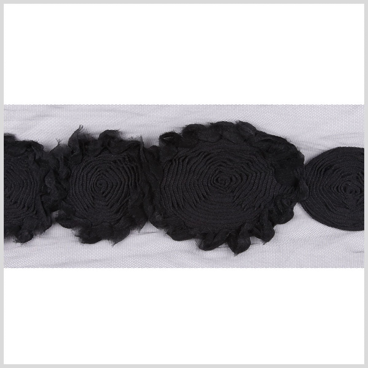 4" Black Floral Lace