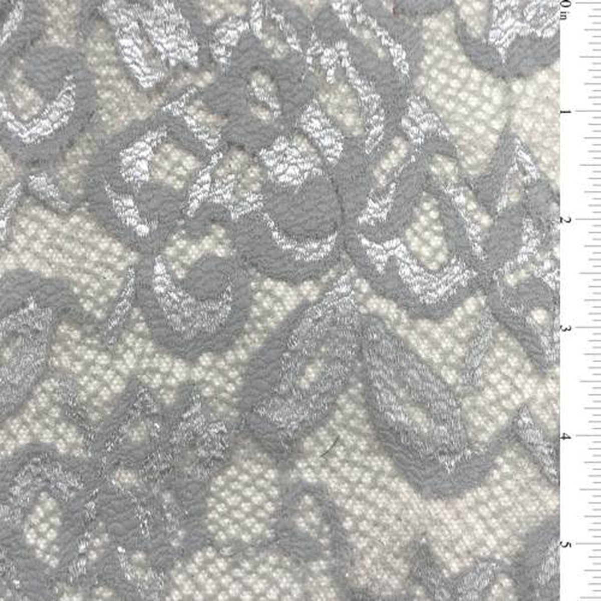 17 YD Bolt-Silver Scalloped Stretch Lace Fabric - Reorderable