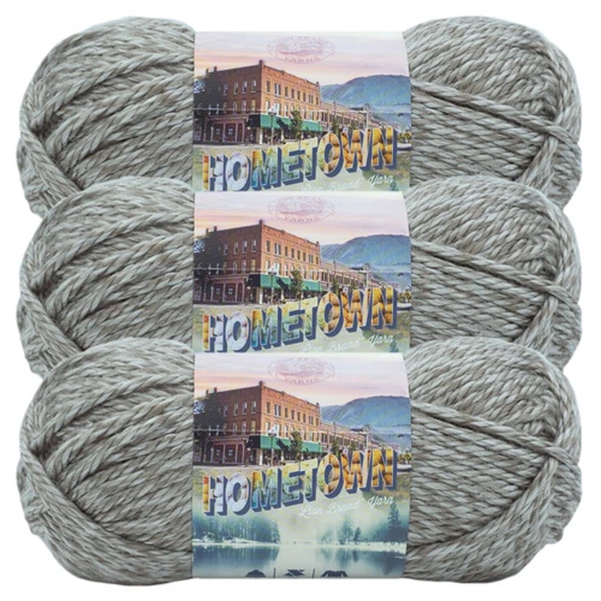 (3 Pack) Lion Brand Yarn 135-239J Hometown Bulky Yarn, Bellefontaine Concrete