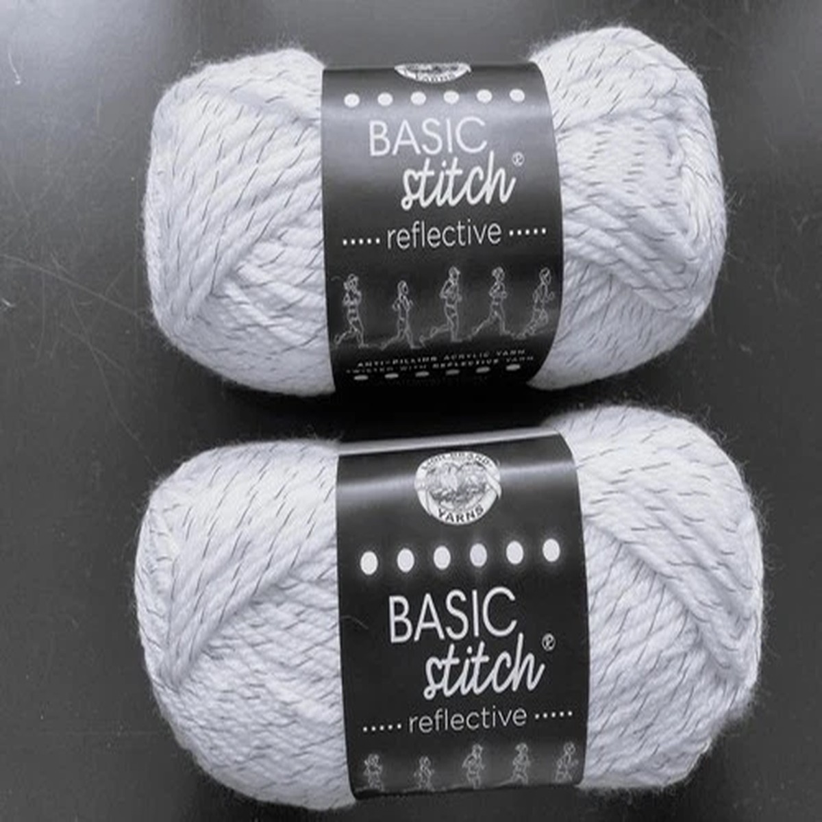 (2 Pack) Lion Brand Yarn Basic Stitch Reflective Anti Pilling Yarn, Summit White