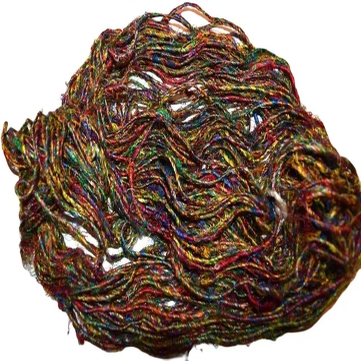 100 g Himalayan Recycled Sari Silk Yarn Red Green