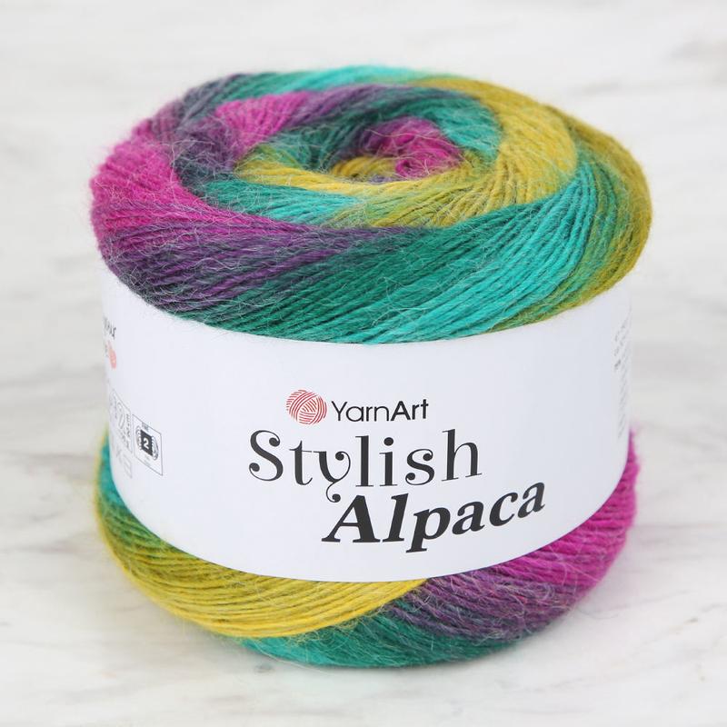 YarnArt Stylish Alpaca Hand Knitting Yarns, Variegated - 7703