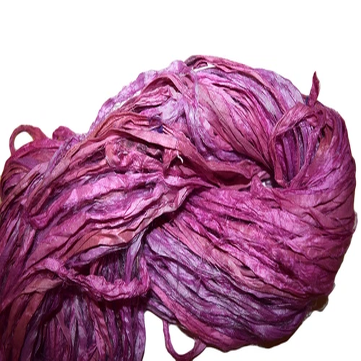 100 g Recycled Sari Silk Ribbon Yarn Mulberry Pink