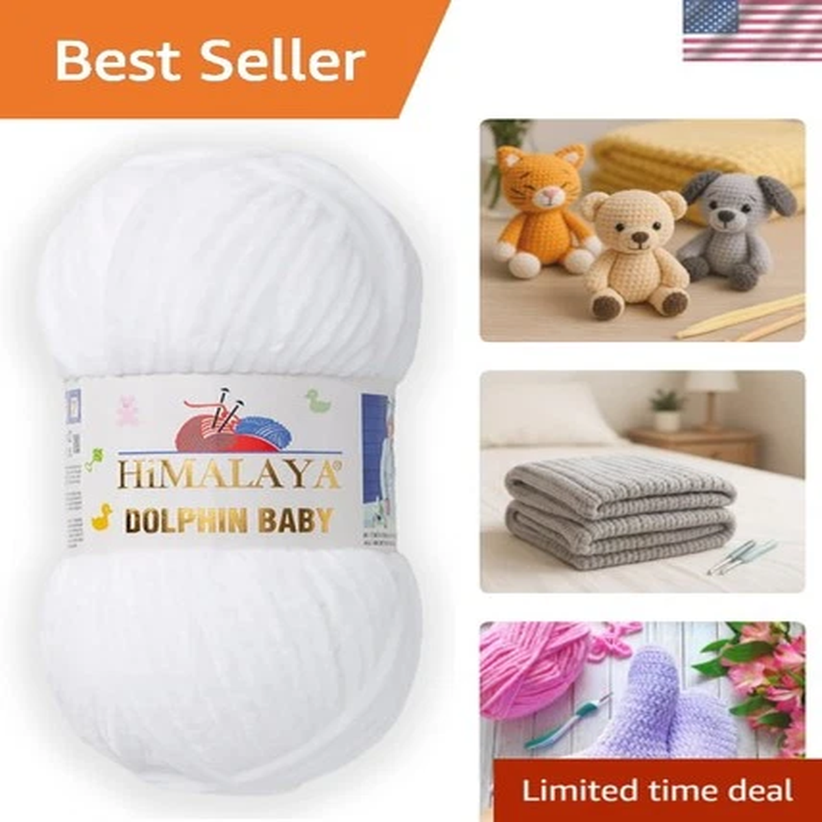 1 Skein/Pack Himalaya Dolphin Baby Chenille Yarn, Each Ball 100 gr 3.5 oz, 12...