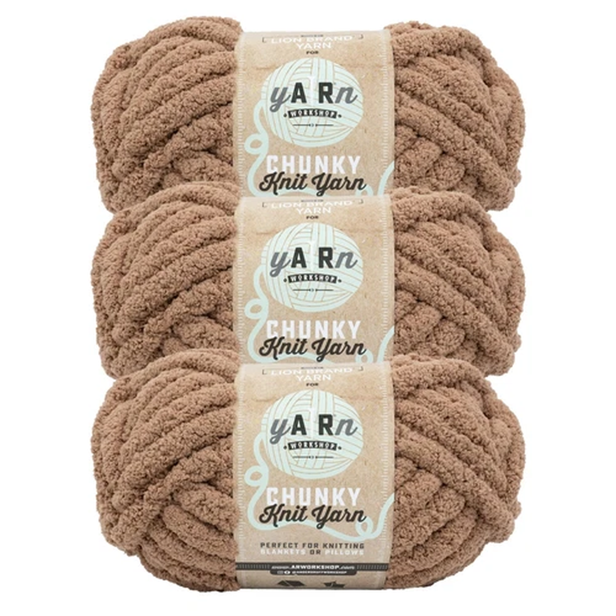 (3 Pack) Lion Brand Yarn 951-122AK AR Workshop Chunky Knit Yarn, Mocha