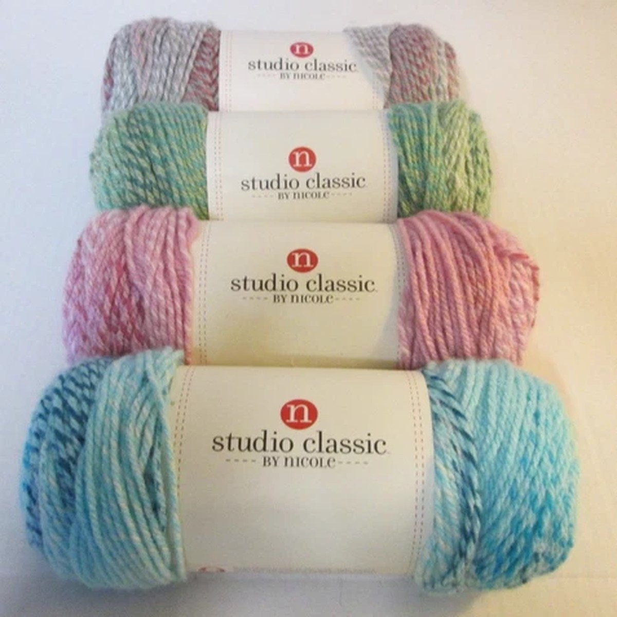 1 Skein Studio Classic by Nicole Yarn #4 4.9oz -Marl Pink/Grey Sage Aqua or Pink