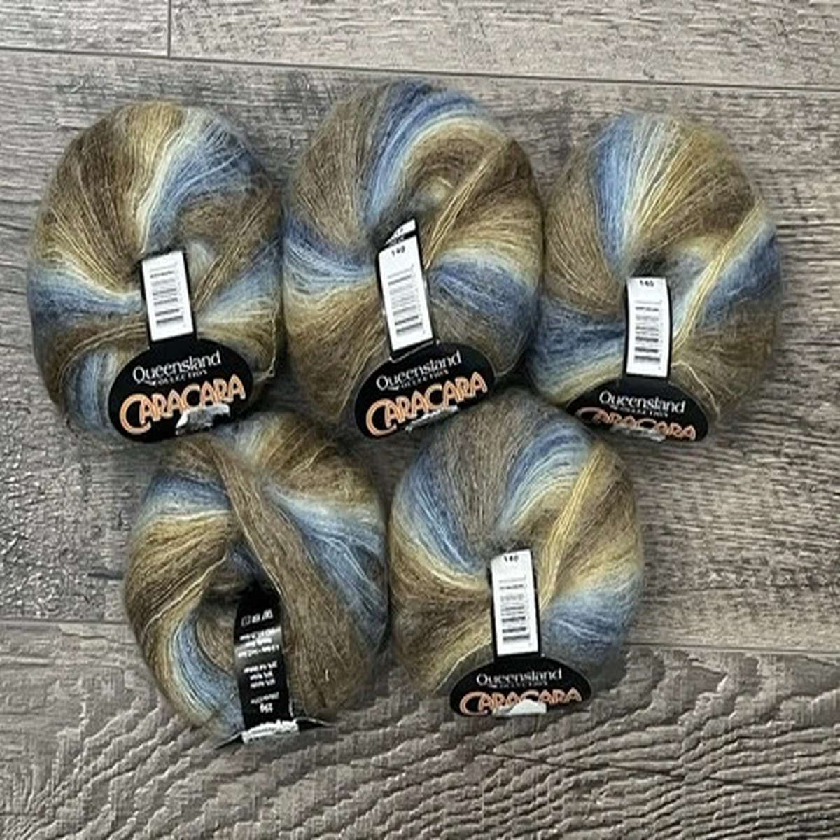 (5) Queensland Collection CaraCara Mohair OLIVE/SKY/BLUE 017 Yarn Knit Crochet