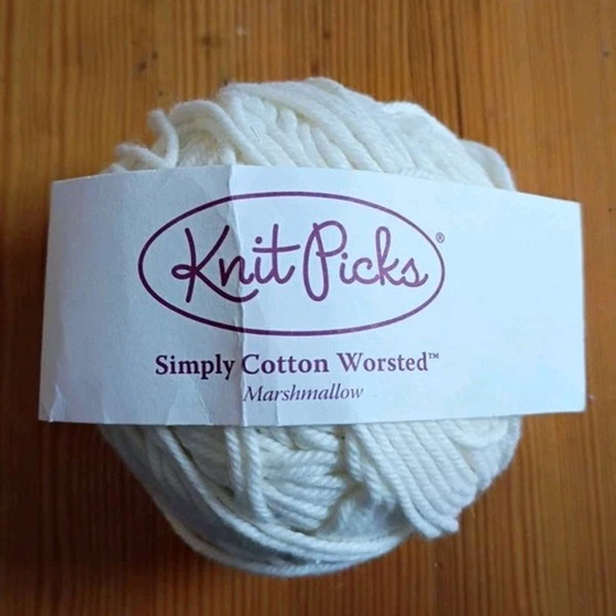 1/2 Skein Knit Picks Simply Cotton Organic Worsted Weight Yarn Marshmallow #BO