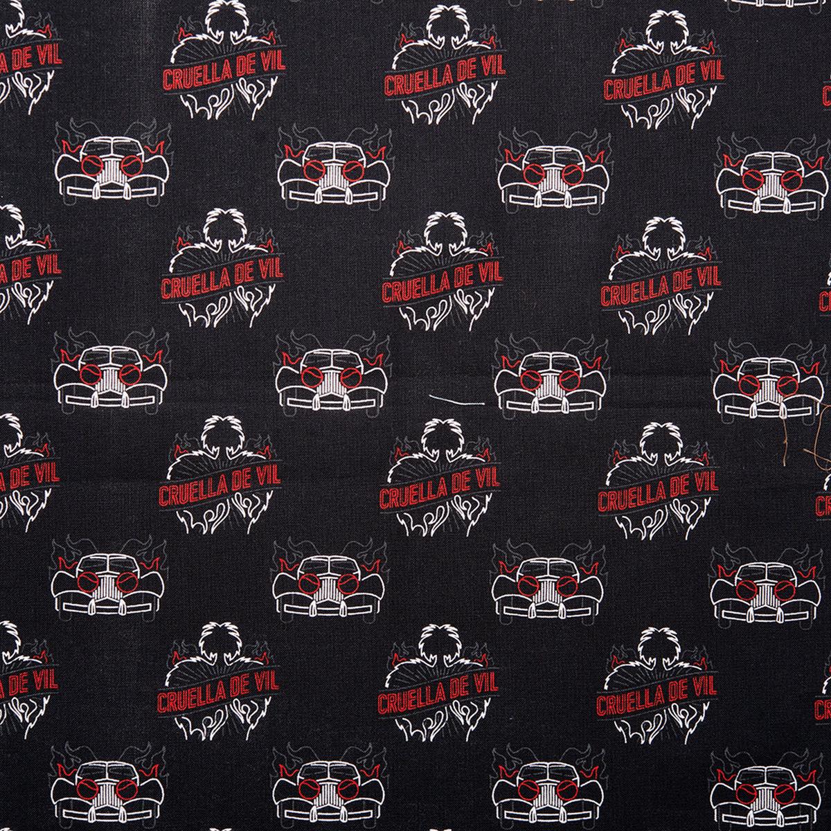 Camelot - PRIVILGE - Licensed Cotton Print - Cruella Devil - Cars - Black