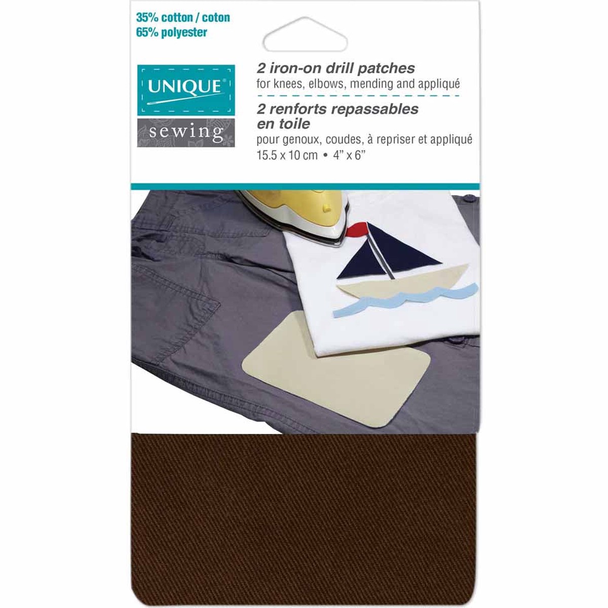 UNIQUE SEWING Drill Patch Brown - 10 x 15cm (4" x 6") - 2pcs