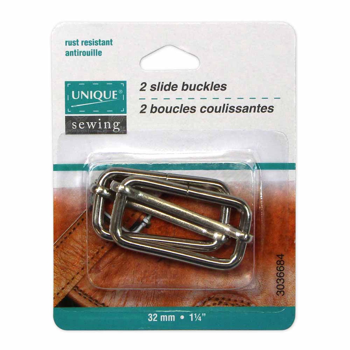 UNIQUE SEWING Slide Buckle - Metal - 32mm (1") - Silver - 2 pcs