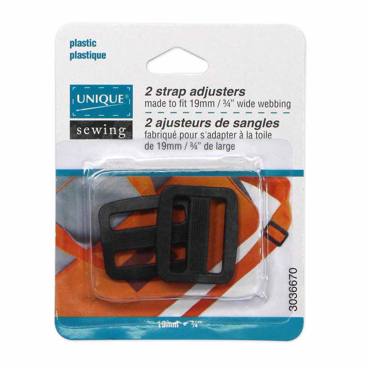 UNIQUE SEWING Strap Adjuster - Plastic - 19mm (") - Black - 2 pcs