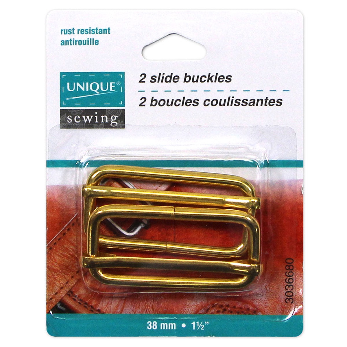 UNIQUE SEWING Slide Buckle - Metal - 38mm (1") - Gold - 2 pcs