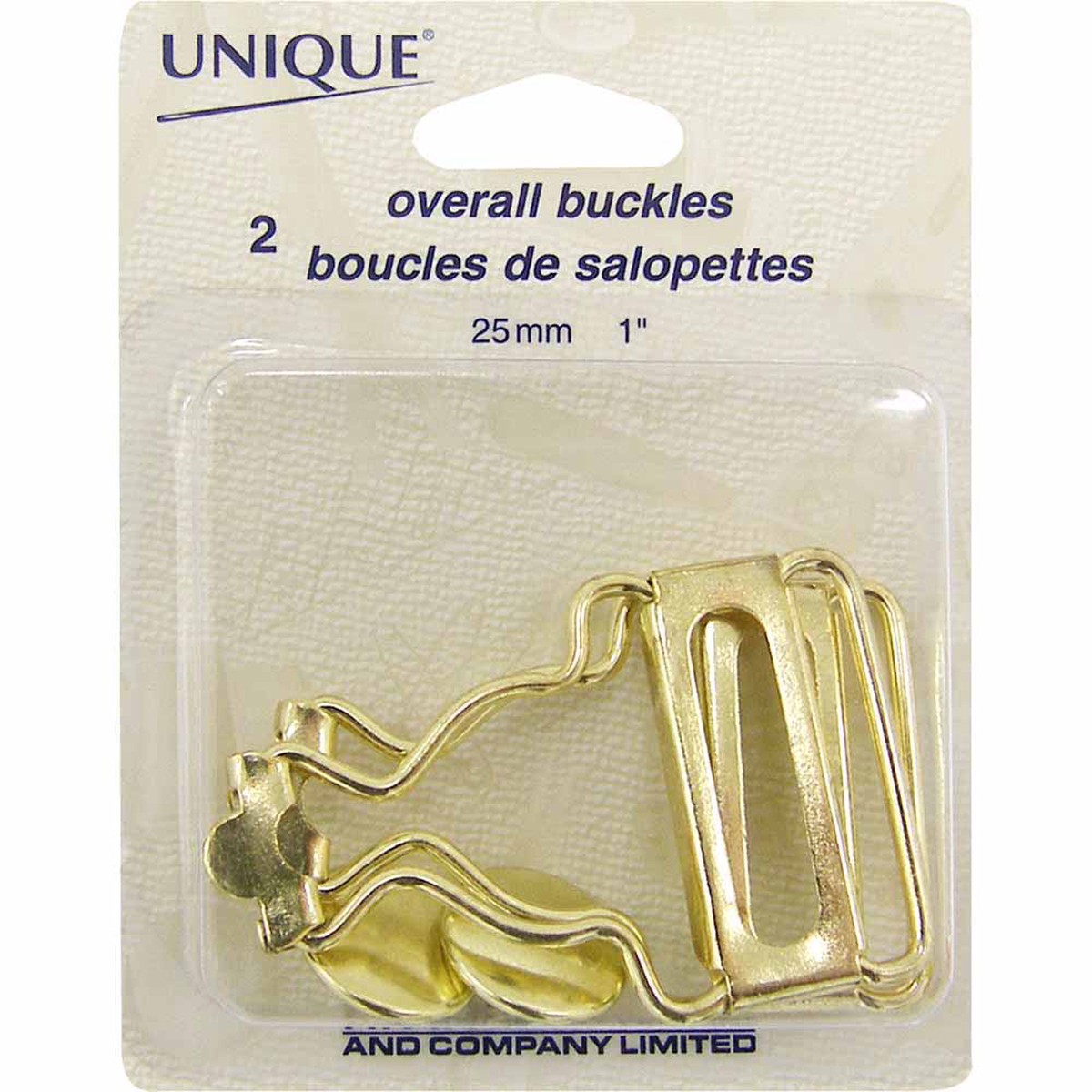 UNIQUE SEWING Overall Buckle Gold - 25mm (1") - 2 pcs