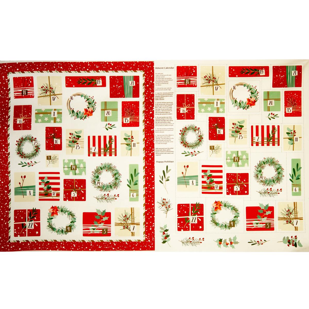 Advent Calendar Panels - Christmas Wreath 36'' x 44'' (90cm x 112cm) - Red