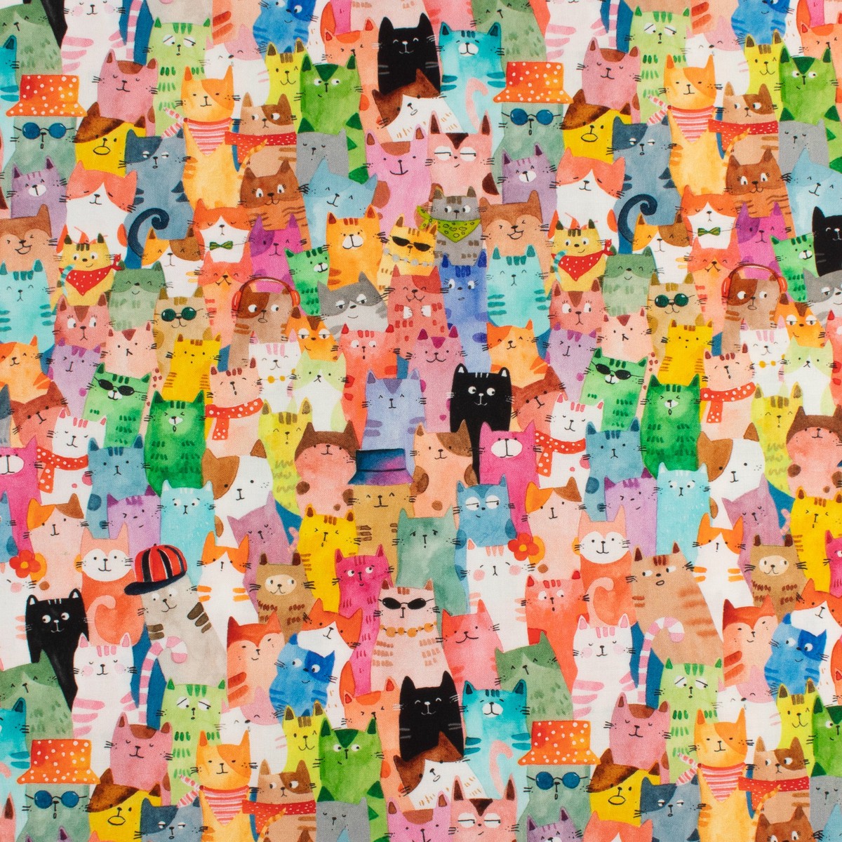 Windham Fabrics - Printed Cotton - CATS AROUND TOWN - 001 - Multicolor