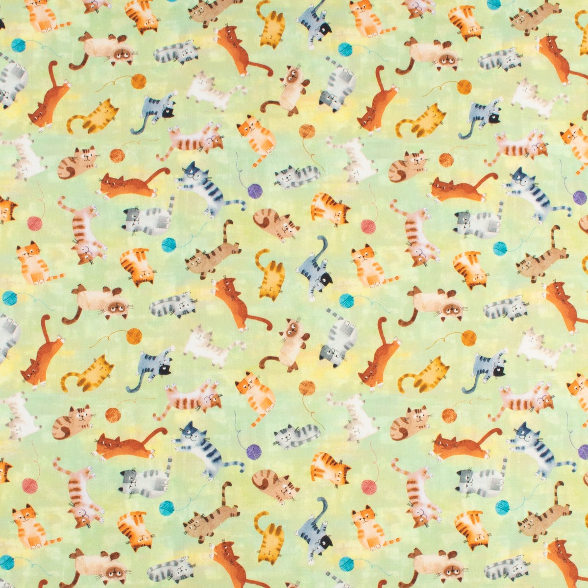 Windham Fabrics - Printed Cotton - CATS AROUND TOWN - 002 - Light Green