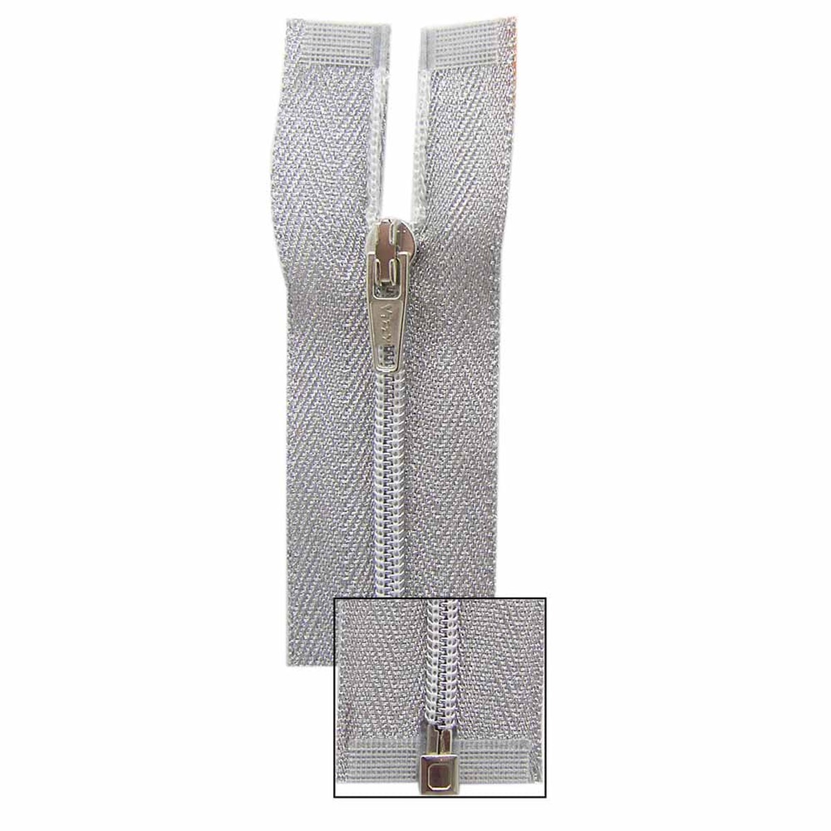 VIZZY Metallic One-Way Separating Zipper 35cm (14) - Metallic Silver - 1701