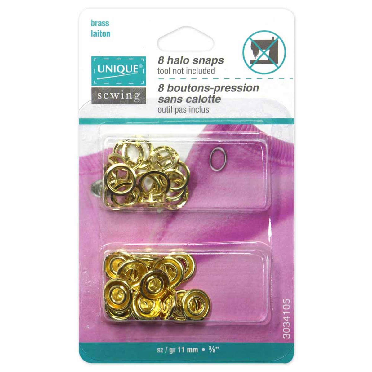 UNIQUE SEWING Halo Snaps Gold - 11.5mm (") - 8 sets