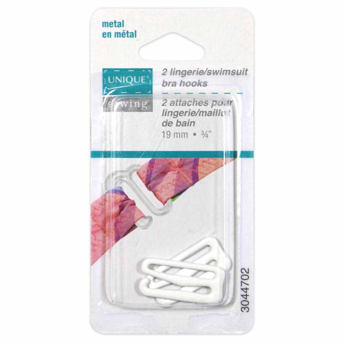 UNIQUE SEWING Lingerie/Swimsuit Bra Hooks White - 19mm (") - 2pcs