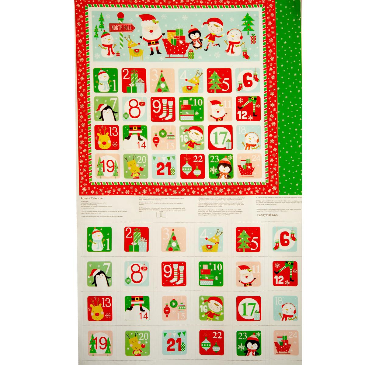 Advent Calendar Panels - Santa 36'' x 44'' (90cm x 112cm) - Green