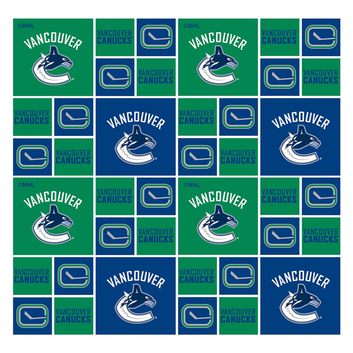 Vancouver Canucks - NHL Cotton Print - Squares