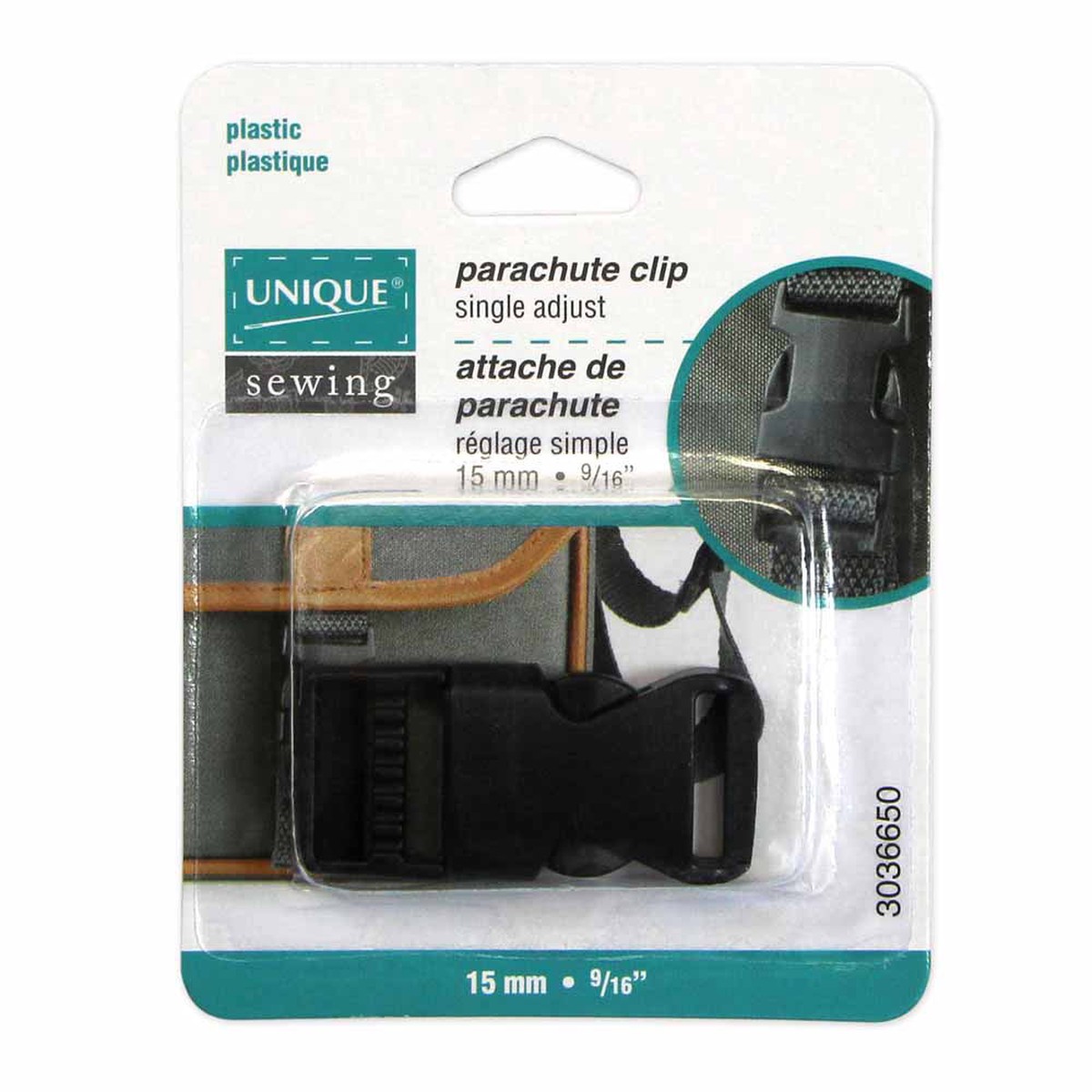 UNIQUE SEWING Parachute Buckle - Plastic - 15mm (5/8") - Black
