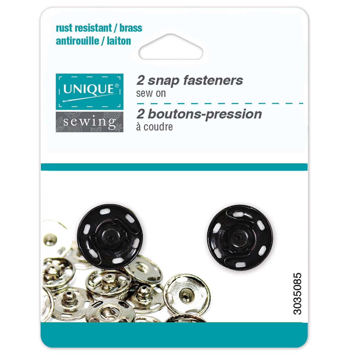UNIQUE SEWING Snap Fasteners Black - size 18mm (") - 2 sets