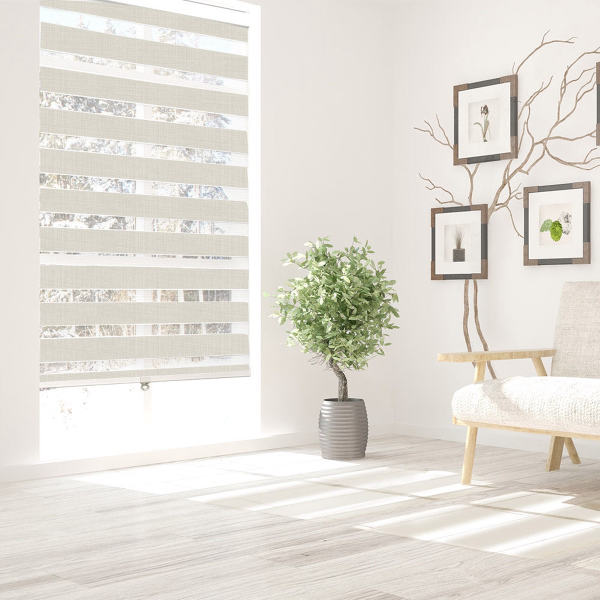 Zebra Cordless Sheer Shade - Grey - 72 x 84 inch
