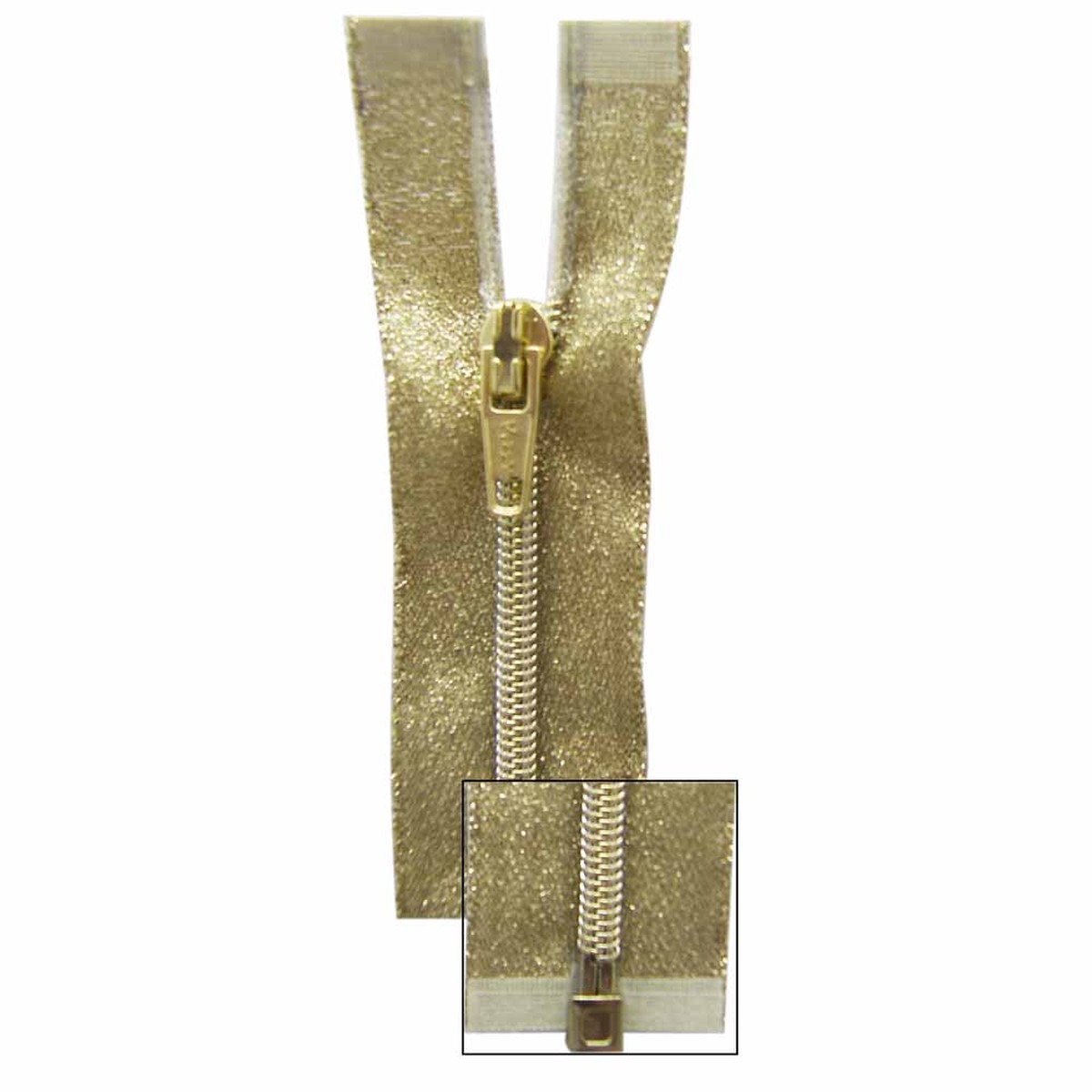 VIZZY Metallic One-Way Separating Zipper 35cm (14) - Metallic Gold - 1701