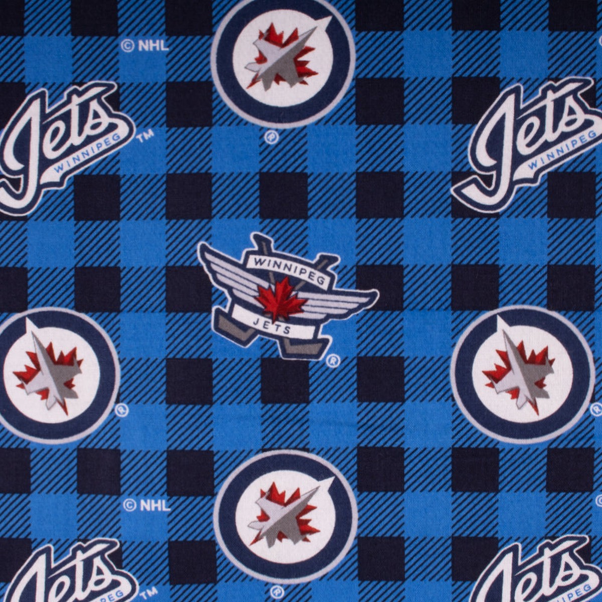 Winnipeg Jets - NHL Cotton Print - Plaids - Blue