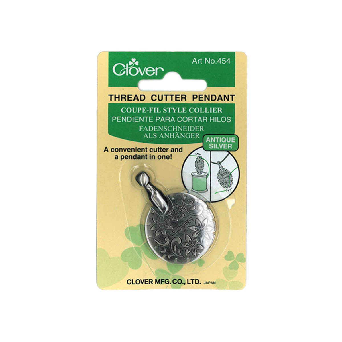 CLOVER - Thread Cutter Pendant - Antique Silver