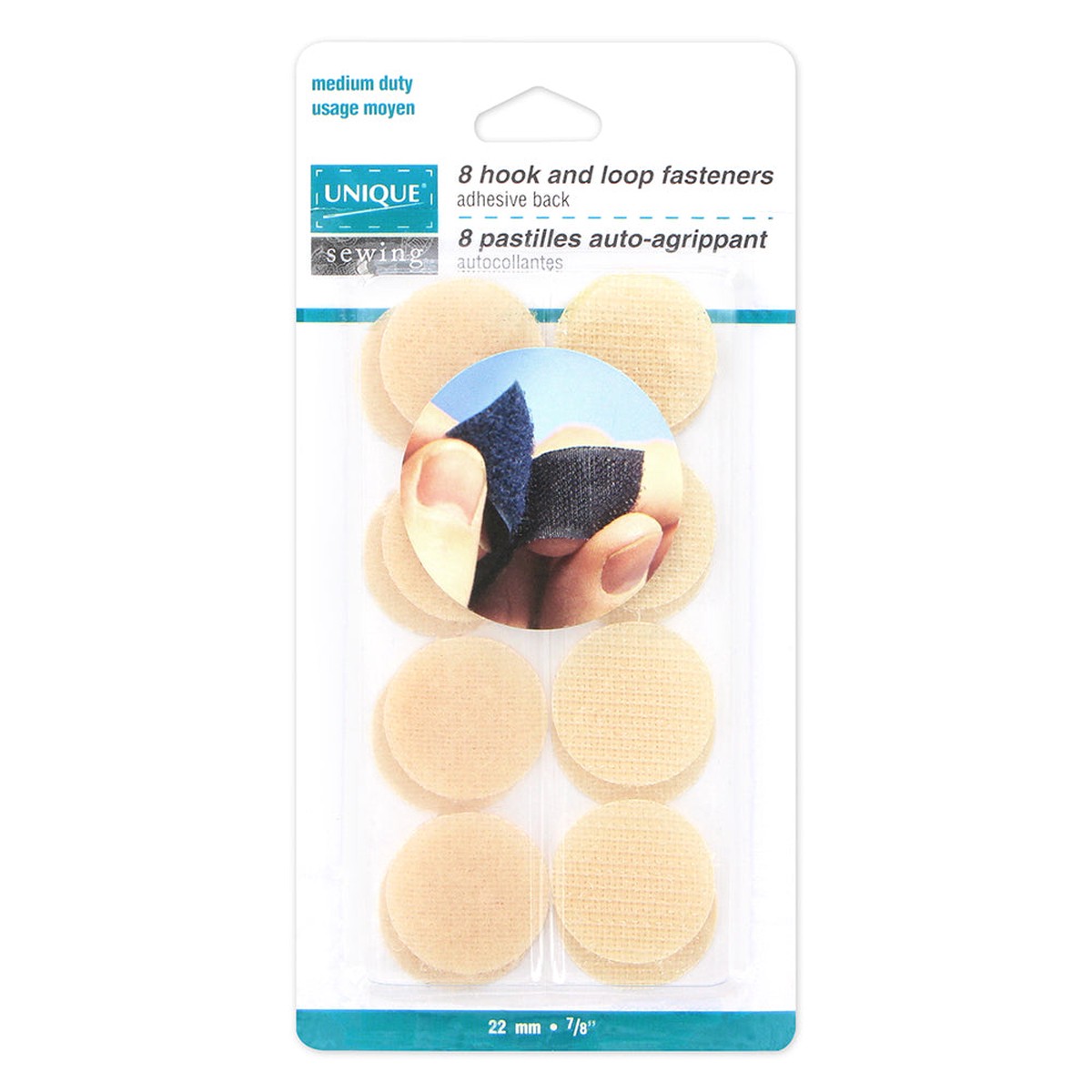 UNIQUE SEWING Self-Gripping Fasteners Dots - Medium duty 22mm (") - Beige - 8 sets