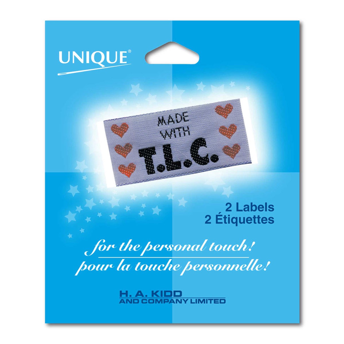 Unique Tlc Love Label - Medium Blue -2 pcs