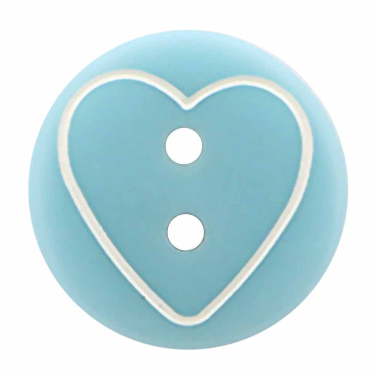 CIRQUE Novelty 2-Hole Button - Light Blue - 13mm (") - Heart