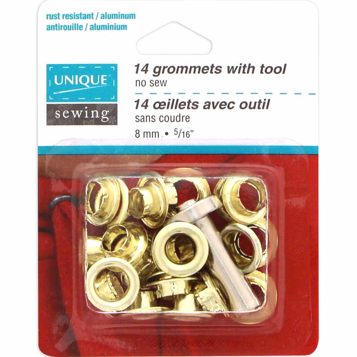 UNIQUE SEWING Grommets Gold - 8mm (") - 14 pcs
