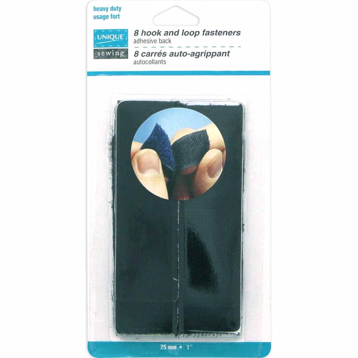 UNIQUE SEWING Heavy Self-Gripping Fasteners Square - 25mm (1") - Black