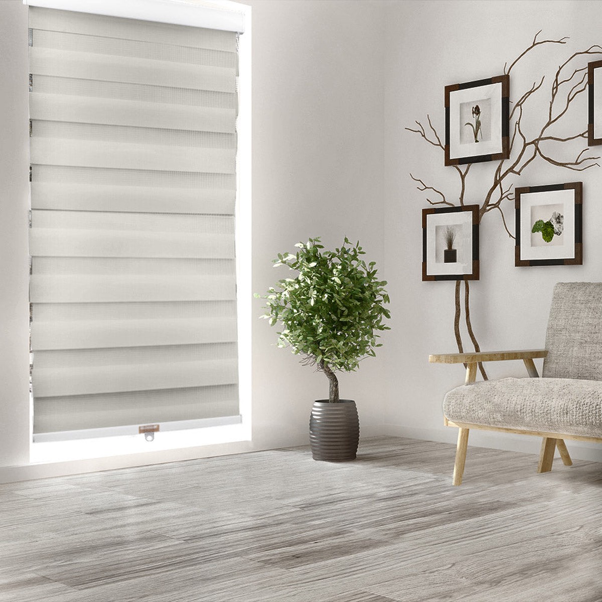 Zebra Cordless Sheer Shade - Grey - 36 x 84 inch