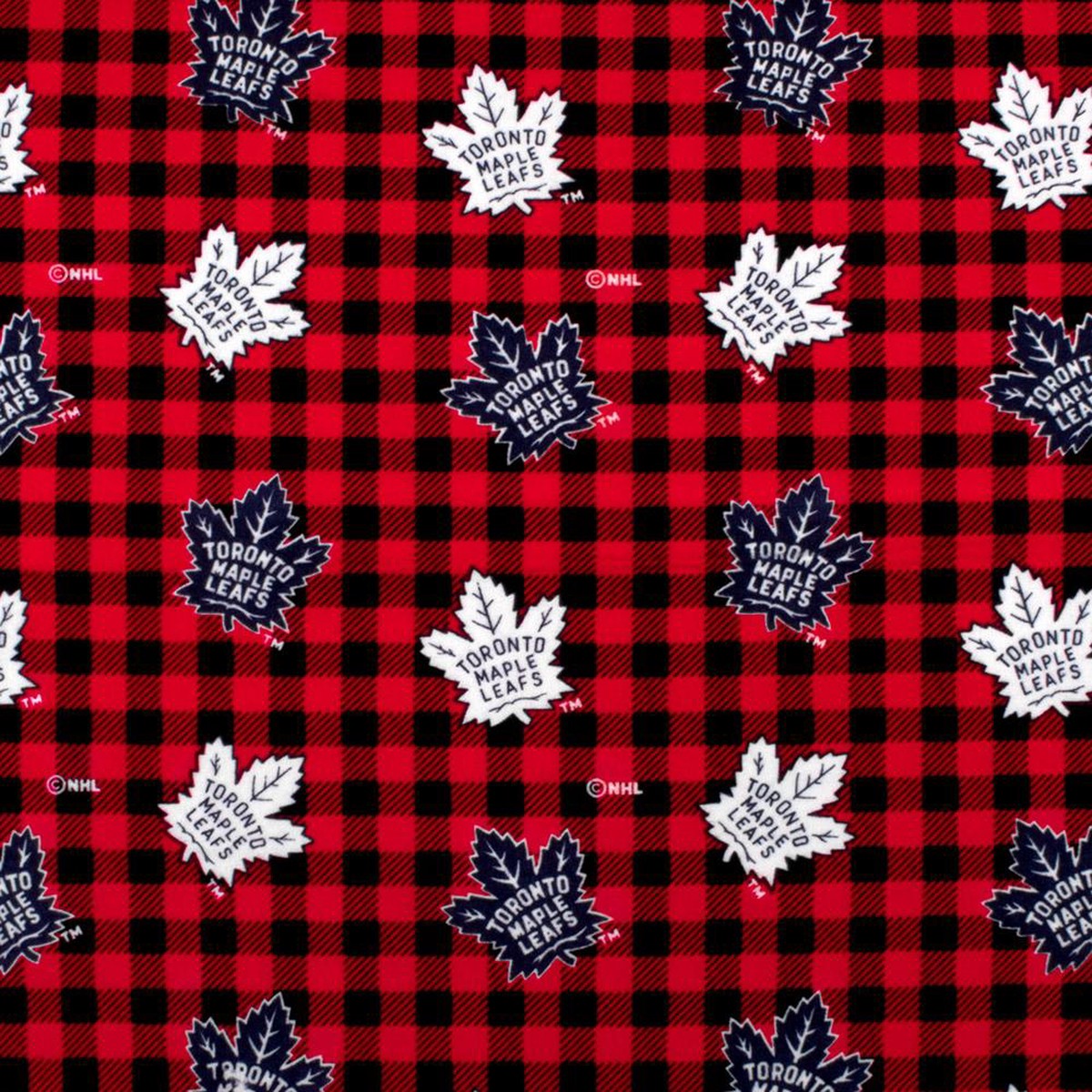 Toronto Maple Leafs (B-MAP) - NHL Flannelette Print - Plaids - Red