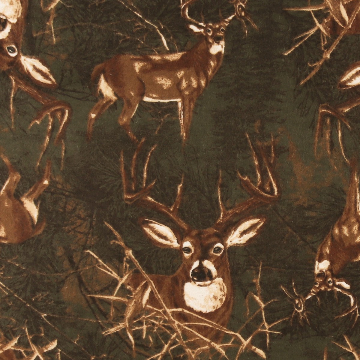 Wide Width Printed Flannelette - JULIANA - 023 - Dark Green