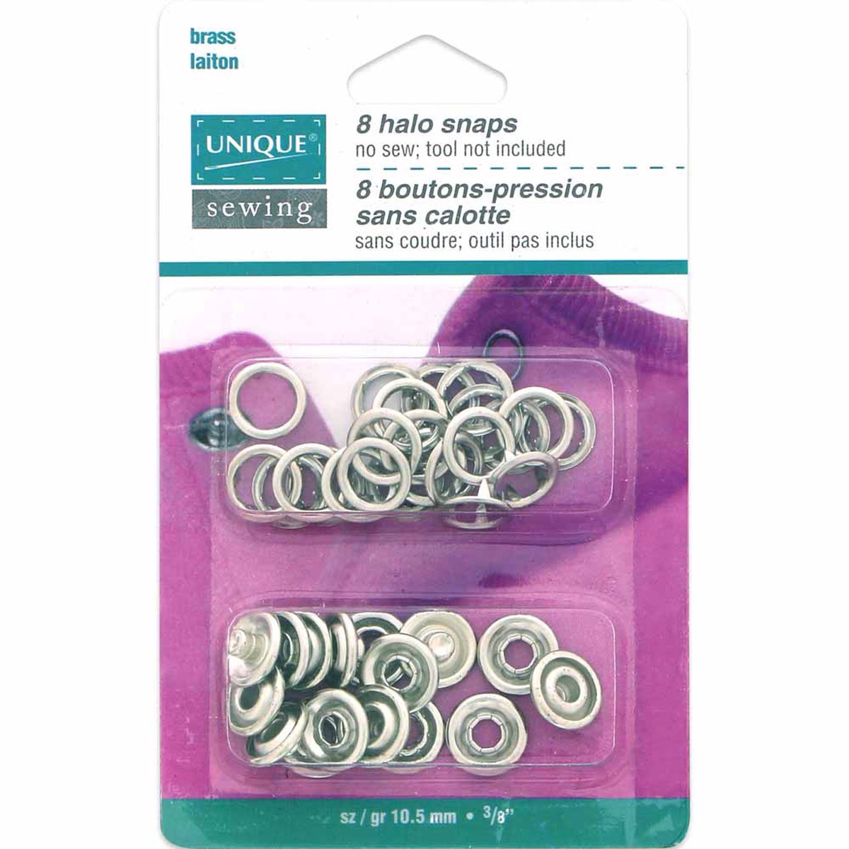 UNIQUE SEWING Halo Snaps Silver - 11.5mm (") - 8 sets