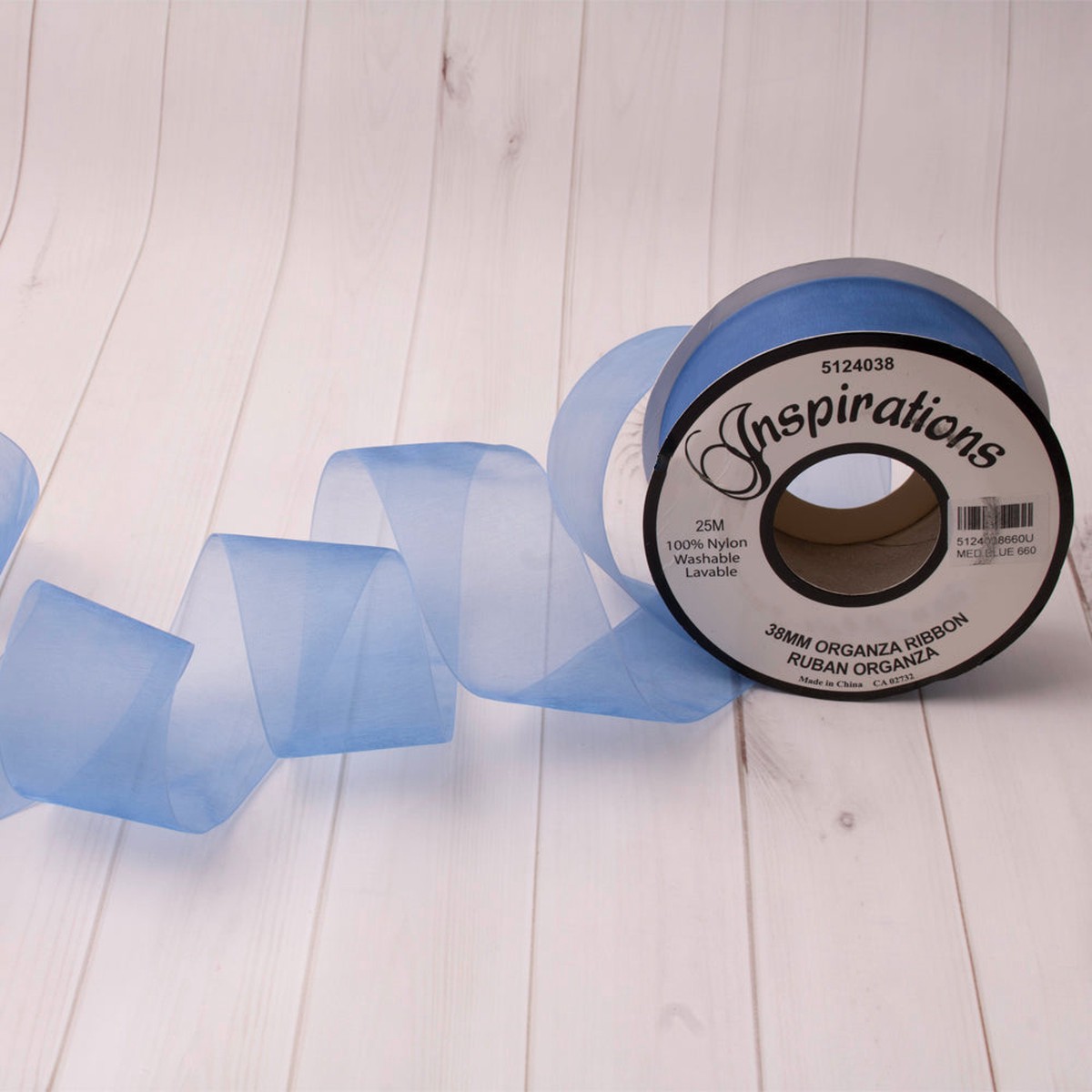 38mm Organza Ribbon - Medium Blue