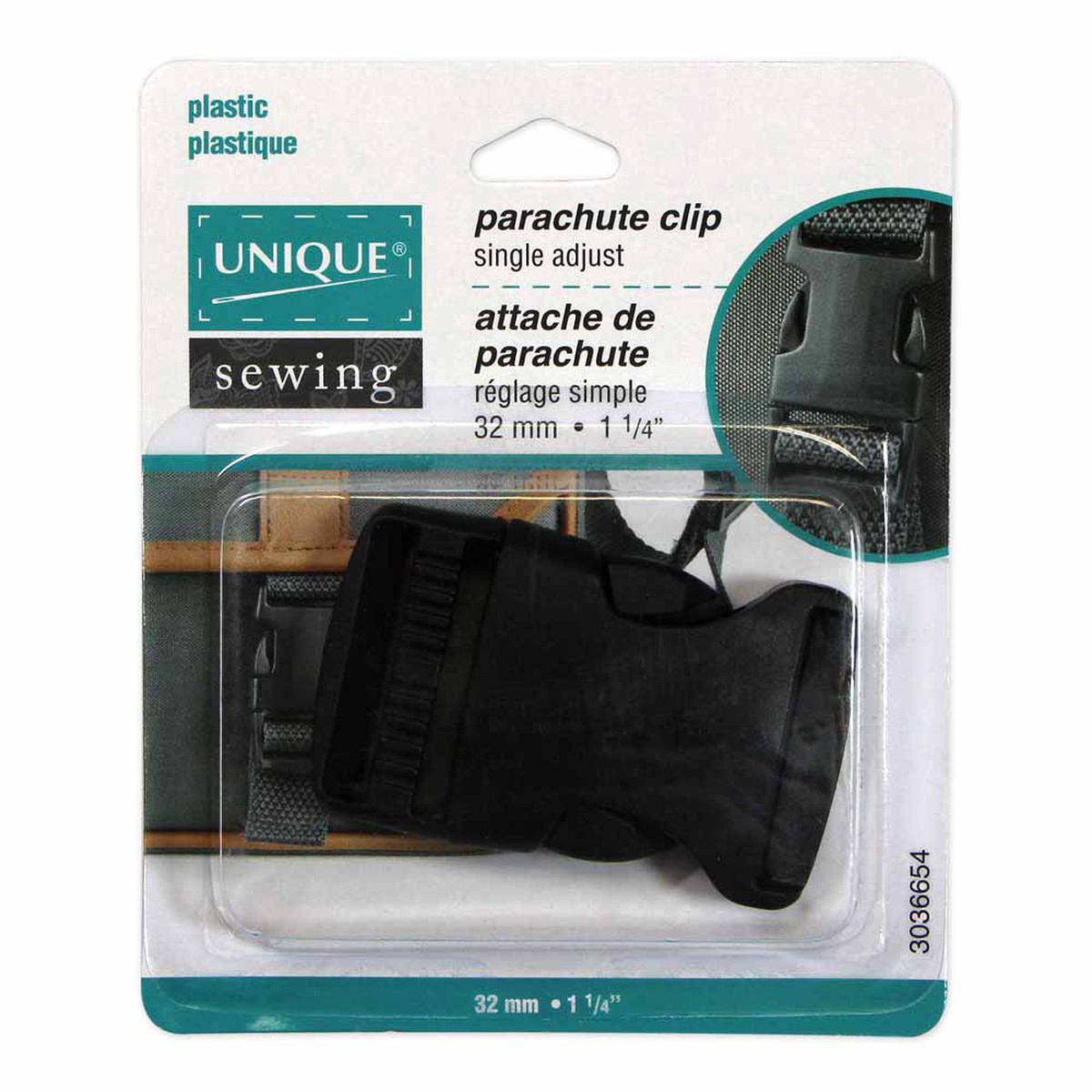 UNIQUE SEWING Parachute Buckle - Plastic - 32mm (1") - Black