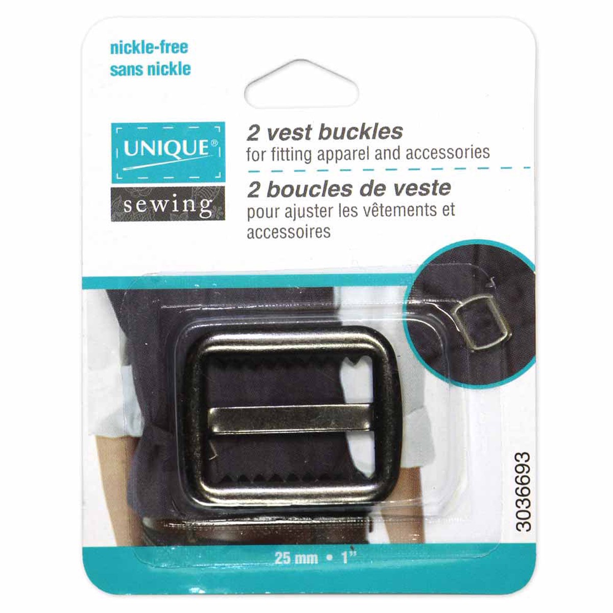 UNIQUE SEWING Vest Buckles - 25mm (1") - Gunmetal - 2 pcs